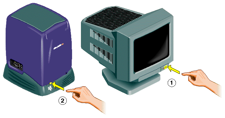 Turning On the Monitor and the Workstation
