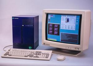 A magazine-style film photo of the IRIS Indigo with its monitor and keyboard. Owned and photographed by CB_HK.